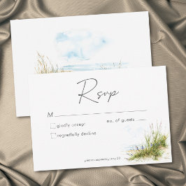 Tarjeta De Confirmación De Asistencia Coastal Beach Modern Watercolor Wedding