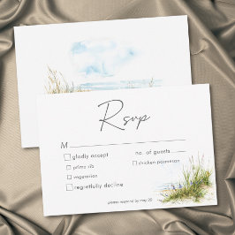 Tarjeta De Confirmación De Asistencia Coastal Beach Modern Watercolor Wedding