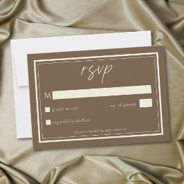 Tarjeta De Confirmación De Asistencia Cocoa Brown Minimalist Frame Wedding
