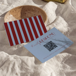 Tarjeta De Confirmación De Asistencia Código QR Azul Rojo Profundo Moderno Elegante para