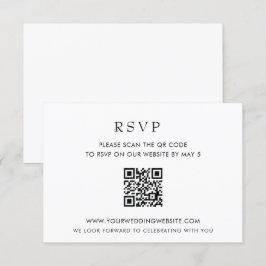 Tarjeta De Confirmación De Asistencia CÓDIGO QR blanco simple y elegante