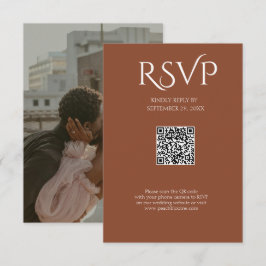Tarjeta De Confirmación De Asistencia Código QR Boda Cobre Profundo Modernista Minimalis