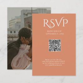Tarjeta De Confirmación De Asistencia Código QR Boda Cobre Profundo Modernista Minimalis