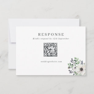 Tarjeta De Confirmación De Asistencia Código QR Boda de anémonas de invierno