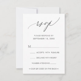 Tarjeta De Confirmación De Asistencia Código QR Boda de caligrafía moderna simple