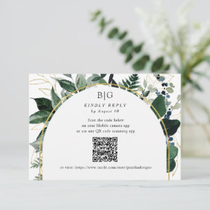 Tarjeta De Confirmación De Asistencia Código QR boda de follaje de vegetación botánica m