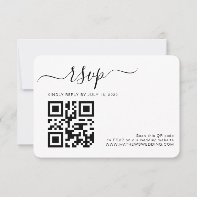 Tarjeta De Confirmación De Asistencia Código QR Boda de fotografía simple (Anverso)