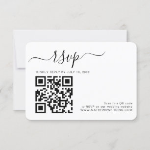 Tarjeta De Confirmación De Asistencia Código QR Boda de fotografía simple