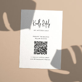 Tarjeta De Confirmación De Asistencia Código QR Boda de script Minimalista a mano