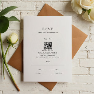Tarjeta De Confirmación De Asistencia Código Qr Boda mínimo moderno