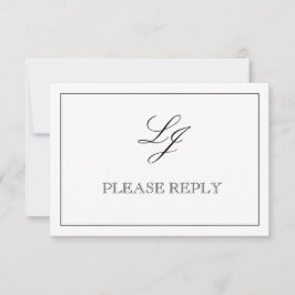 Tarjeta De Confirmación De Asistencia Código QR Boda Monograma de caligrafía blanca y ne