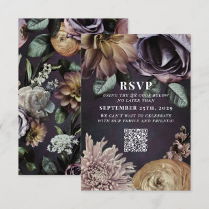 Tarjeta De Confirmación De Asistencia Código QR Boda morado oscuro Moody Responder