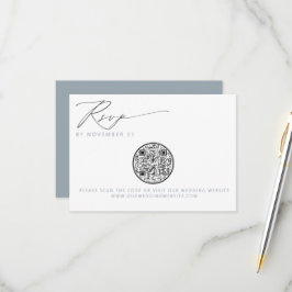 Tarjeta De Confirmación De Asistencia Código QR Boda Nautical Beach Seashell Wedding RSV
