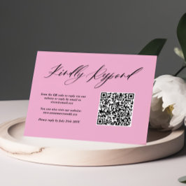 Tarjeta De Confirmación De Asistencia Código QR Boda rosa púrpura minimalista