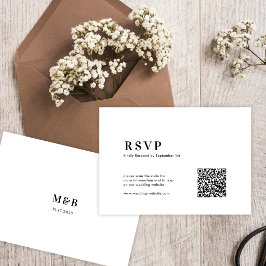 Tarjeta De Confirmación De Asistencia Código QR Boda Tipografía Moderna Minimalista Negr