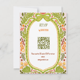 Tarjeta De Confirmación De Asistencia Código QR caprichoso floral único y extravagante d