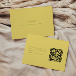 Tarjeta De Confirmación De Asistencia Código QR de Boda Amarillo Limón Minimalista Moder