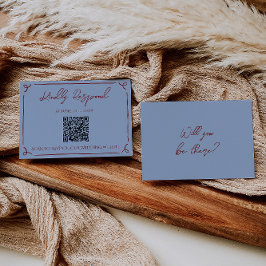 Tarjeta De Confirmación De Asistencia Código QR de boda caprichoso con marco azul rojo p