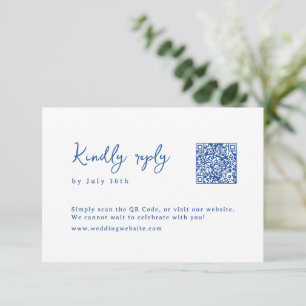 Tarjeta De Confirmación De Asistencia Código QR de boda caprichoso monograma dibujado a 