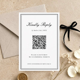 Tarjeta De Confirmación De Asistencia Código QR de Boda Clásico Elegante Simple