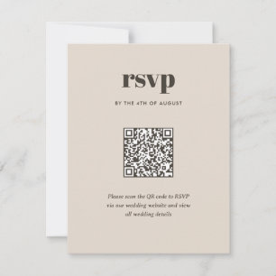 Tarjeta De Confirmación De Asistencia Código QR de Boda Combinado Moderno Marrón de Moda