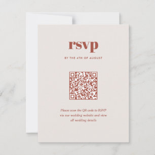 Tarjeta De Confirmación De Asistencia Código QR de Boda Combinado Moderno Marrón de Moda