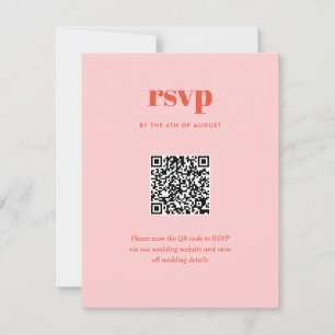 Tarjeta De Confirmación De Asistencia Código QR de Boda Combinado Moderno Rosa de Moda