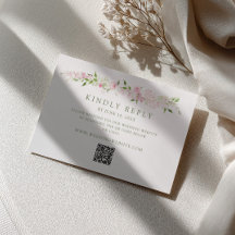 Código QR de Boda con Borde Floral Verde Rosa Suav