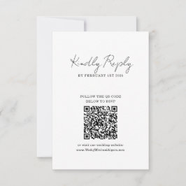Tarjeta De Confirmación De Asistencia Código QR de Boda con Letra a Mano Minimalista Chi