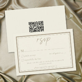 Tarjeta De Confirmación De Asistencia Código QR de boda con marco minimalista de crema d