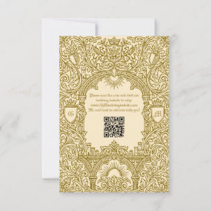 Tarjeta De Confirmación De Asistencia Código QR de Boda con Monograma de Castillo Real V