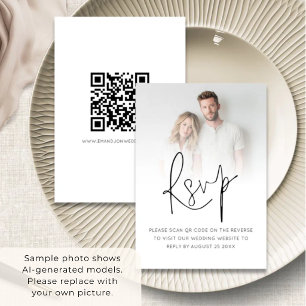 Tarjeta De Confirmación De Asistencia Código QR de Boda con Superposición de Foto Modern