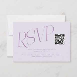Tarjeta De Confirmación De Asistencia Código QR de boda con tipografía moderna Lila