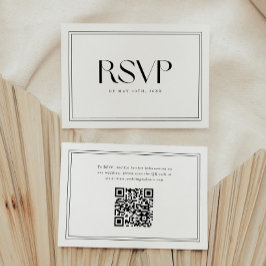 Tarjeta De Confirmación De Asistencia Código QR de boda con tipografía negra blanca mode