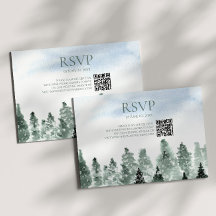 Código QR de boda de árboles de pino nevados de in