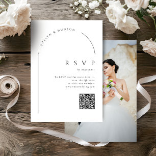 Tarjeta De Confirmación De Asistencia Código QR de boda de arco de foto minimalista de g
