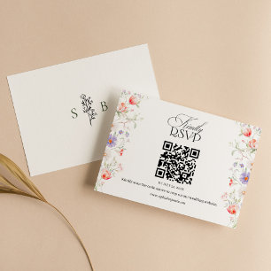 Tarjeta De Confirmación De Asistencia Código QR de Boda de Jardín de Primavera Floral Ac