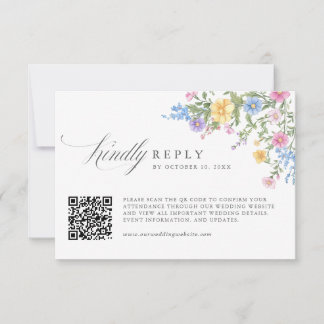 Tarjeta De Confirmación De Asistencia Código QR de Boda de Jardín de Primavera Ornado co
