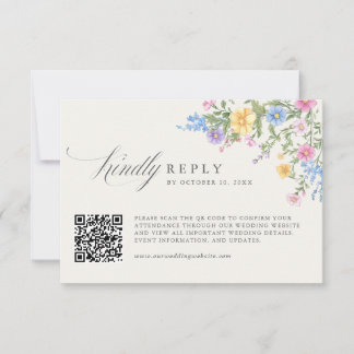 Tarjeta De Confirmación De Asistencia Código QR de Boda de Jardín de Primavera Ornado co