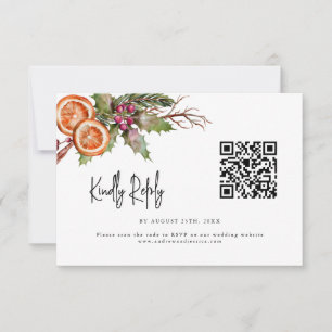 Tarjeta De Confirmación De Asistencia Código QR de Boda de Navidades rusos