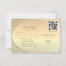 Tarjeta De Confirmación De Asistencia Código QR de boda de oro de doble función