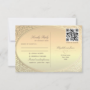 Tarjeta De Confirmación De Asistencia Código QR de boda de oro de doble función