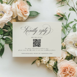 Tarjeta De Confirmación De Asistencia Código QR de Boda de Rayas Elegantes