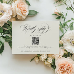 Tarjeta De Confirmación De Asistencia Código QR de Boda de Rayas Elegantes