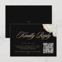 Código QR de boda elegante floral moderno con letr