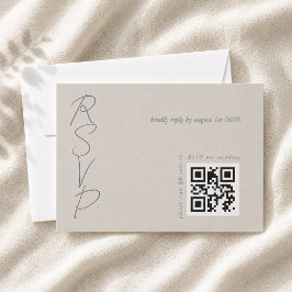 Tarjeta De Confirmación De Asistencia Código QR de boda elegante gris tauro