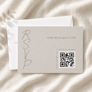 Tarjeta De Confirmación De Asistencia Código QR de boda elegante gris tauro