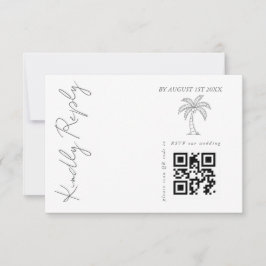 Tarjeta De Confirmación De Asistencia Código QR de boda elegante moderno de palmera