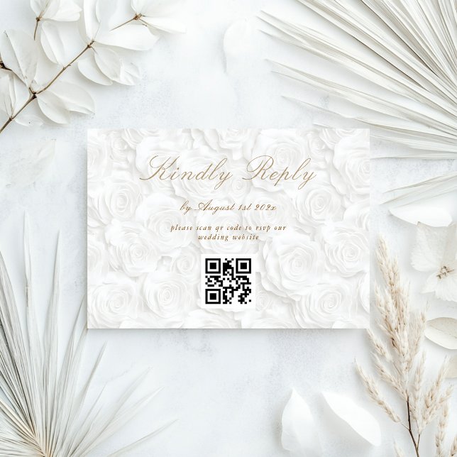 Tarjeta De Confirmación De Asistencia código QR de boda floral (Subido por el creador)