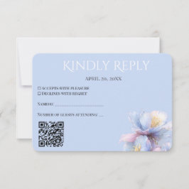 Tarjeta De Confirmación De Asistencia Código QR de boda floral botánica pastel artística